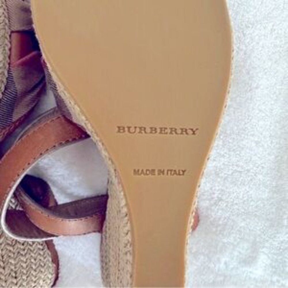 NWOT | AUTHENTIC Burberry Nova Check Leather Wedge Sandals | Ankle Strap | EU 39 - Picture 8 of 14